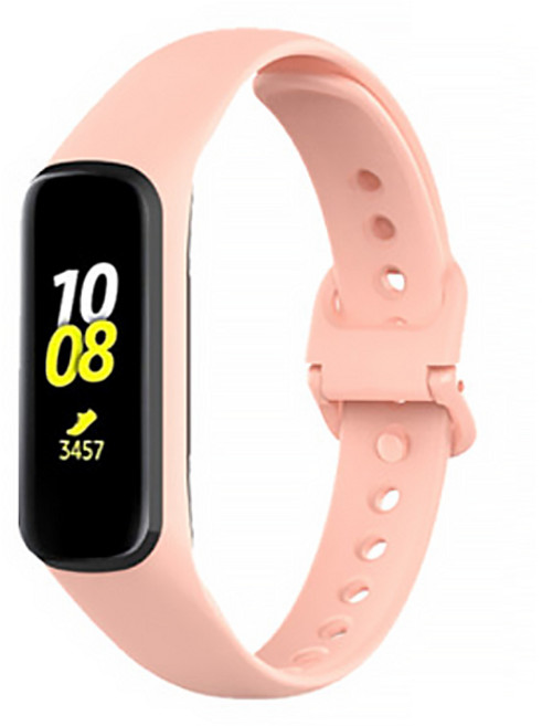 스토리링크 삼성 갤럭시 핏2 호환 스포츠 투톤 실리콘 메탈 스트랩, 핏2 전용 실리콘 라이트핑크