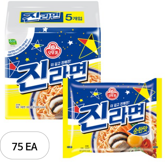 오뚜기 진라면 순한맛 120g, 75개