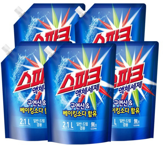 스파크 액상세제 리필, 2.1L, 5개