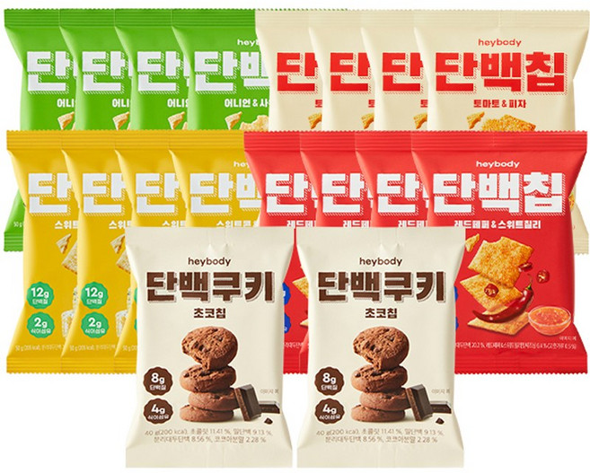 헤이바디 MBTI 단백칩 4종+단백쿠키 초코칩, 1.08kg, 1세트