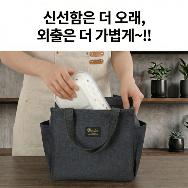 아우리온 신선보관 간편휴대 넉넉보관 보냉가방, 1개, 블랙