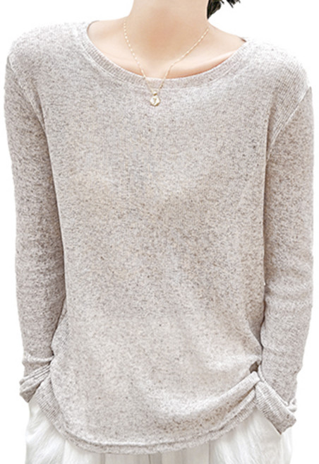 핑크셀럽 루즈핏 입술넥 시스루 니트 티셔츠