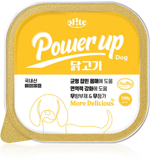 엘릿 파워업 강아지 캔 닭고기 100g 1개, 닭