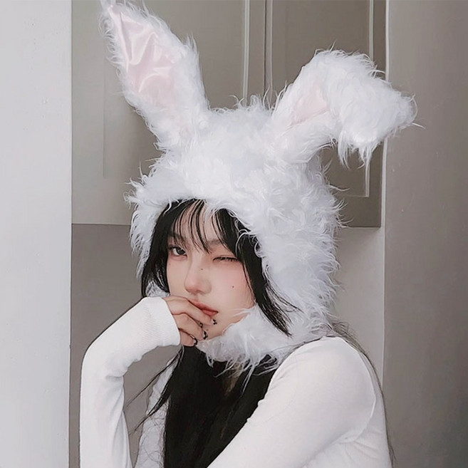 보슬보슬 바니걸 토끼모자 축제 파티소품 인싸템 인생네컷 모자 토끼분장, 화이트, 1개
