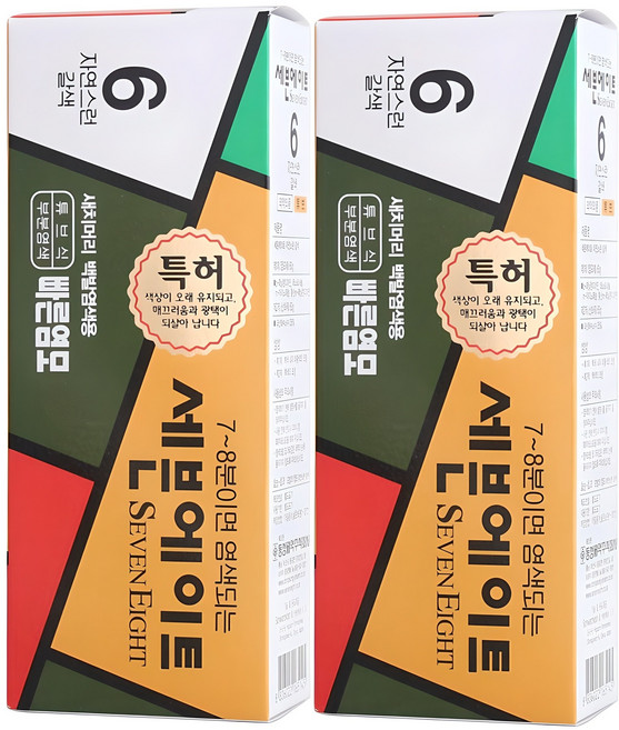 세븐에이트 새치 염색약, 6호 자연스런갈색, 2개