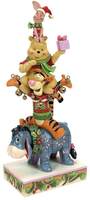 Enesco Jim Shore의 디즈니 전통 컬렉션 곰돌이 푸와 친구들 쌓인 피규어 - 스톤 레진 핸드 페인팅 공예 수집용 크리스마스 홈 데코 조각상 24.9cm(9.75인치, Enesco Jim Shore의 디즈니 전통 컬렉션 곰