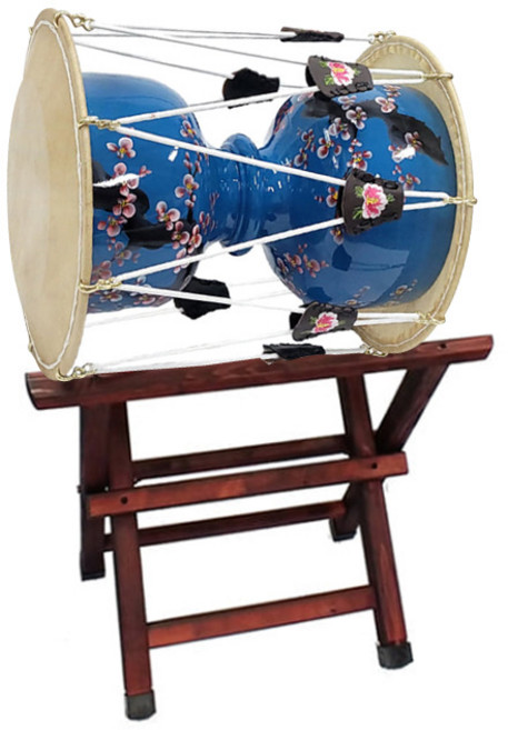 매화 고고 꽃장구 1자 7치+카슈 받침대 세트, 흰색, 빨간끈, 1개