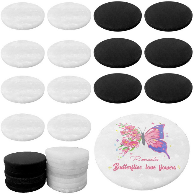 그림그리기 돌 원형 페인팅 스톤 매끄럽고 평평한 그림용 돌 5cm DIY 창작 예술 드로잉 스톤 블랙 화이트 14개