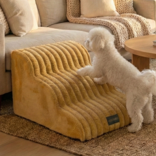 멍담 강아지 프리미엄 계단 극세사 견체공학 설계 2단 3단, 카멜, 1개