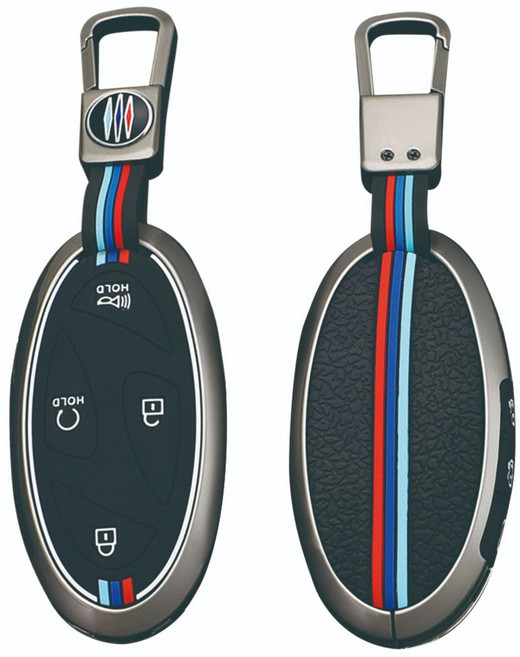 현대 자동차 스마트 키케이스 차 메탈 키홀더 키링 키커버 더뉴아반떼 디 올뉴 그랜저 GN7 아이오닉6 디 올뉴 코나 SX2 싼타페 MX5 쏘나타 디 엣지 5버튼 7버튼, A TYPE 02 (7버튼), 그레이