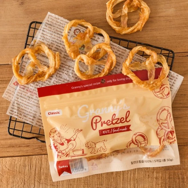 펫프렌즈 강아지 그래니스 독 터키츄 프레즐 5p, 칠면조, 50g, 1개 - 쿠팡