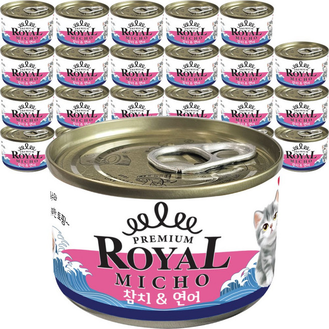 로얄 미쵸캔 고양이 간식, 170g, 24개, 미쵸 연어