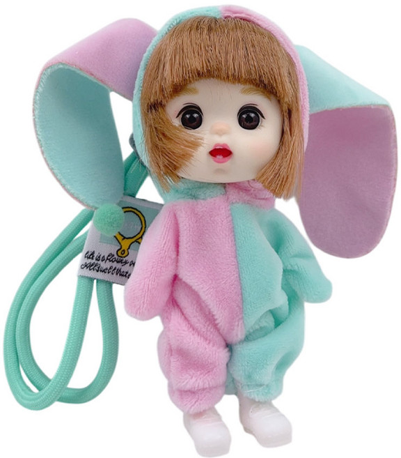 토이즈데이 애니멀룩 러블리돌 투명 파우치 키링 구슬 스트랩 포함 가방고리, 1개, 코끼리룩, 13.5cm