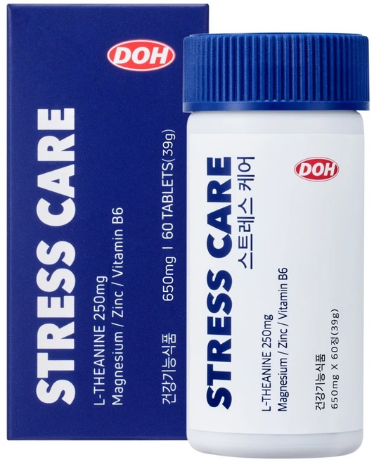 DOH 스트레스 케어 정신과전문의 대표가 만든 영양제 (테아닌 트립토판 마그네슘 비타민 B6 아연) [원산지:국산], 1개, 60정 - 쿠팡