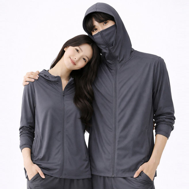 남녀공용 썬캡 일체형 아이스 후드집업 바람막이 자켓