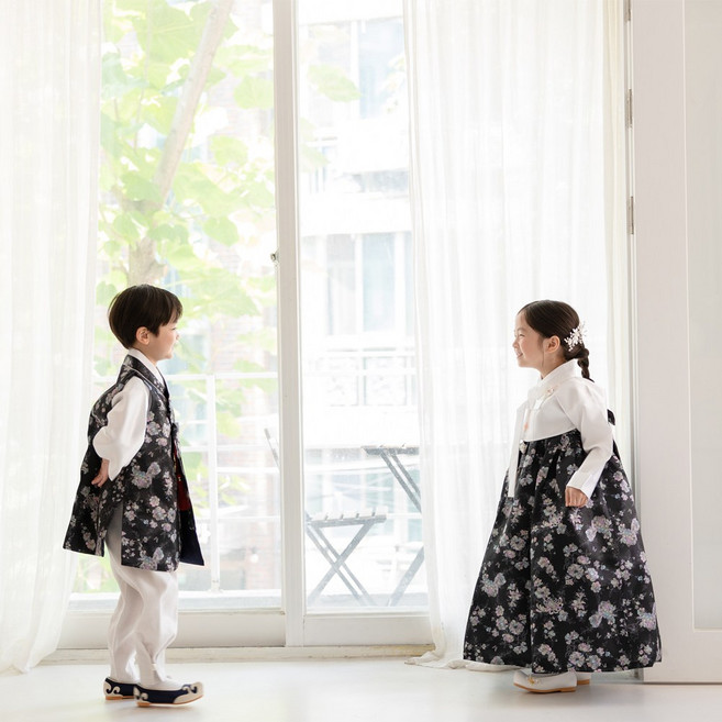 메종드온 호연 자개 검정쾌자 남아 유아한복 (백일~15호)