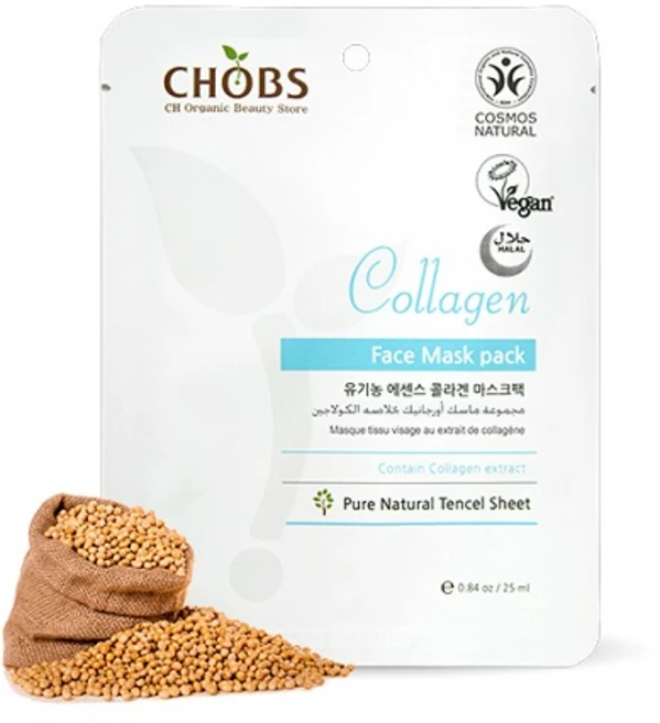 CHOBS 유기농 에센스 콜라겐 마스크팩 임산부 민감성피부, 1개입, 5개 - 쿠팡