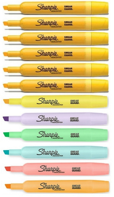 샤피 탱크 형광펜, 12개입, 혼합(진노랑6+파스텔각1개)