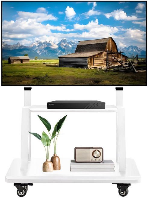 TV 거치대 이동식 TV 거치대 32~75인치 호환 스탠드형 TV 받침대, 하얀색, 1개