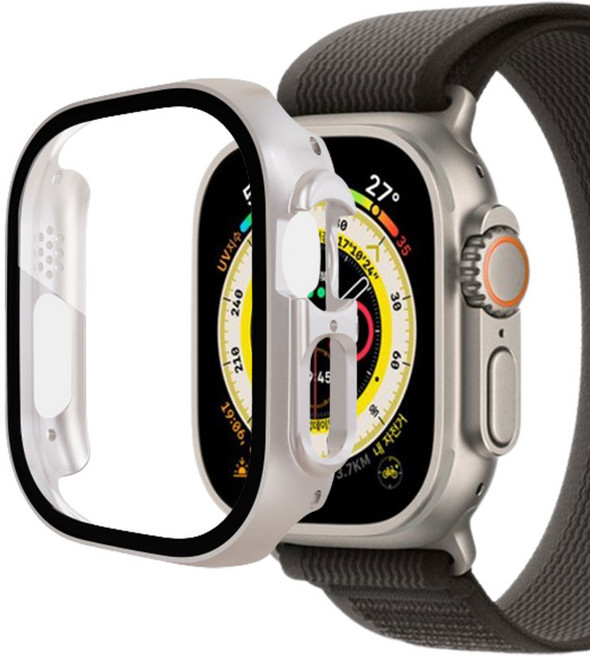 루아러블 애플워치 액정보호 강화유리 풀커버 케이스, 스타라이트, 1개