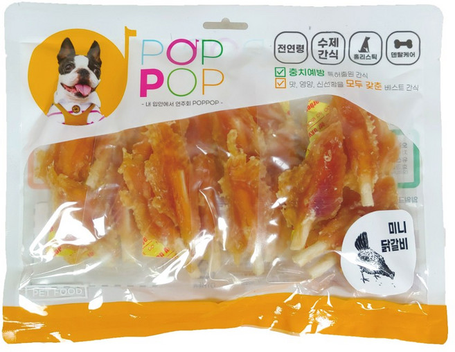 NEW POPPOP 뉴 팝팝 덴탈케어 애견간식 400g 미니닭갈비, 1개