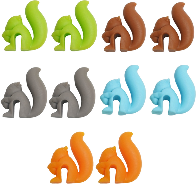 월간리빙 티백 걸이 고정 홀더, 10개, 다람쥐 혼합색상