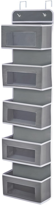 일이공팔 다용도 문걸이 수납 선반 정리함 5단, 1개, 그레이