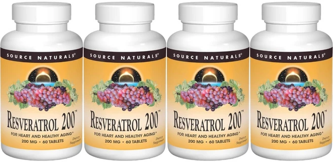 Source Naturals 소스내추럴스 레스베라트롤 200mg 테블릿, 4개, 60정 - 쿠팡