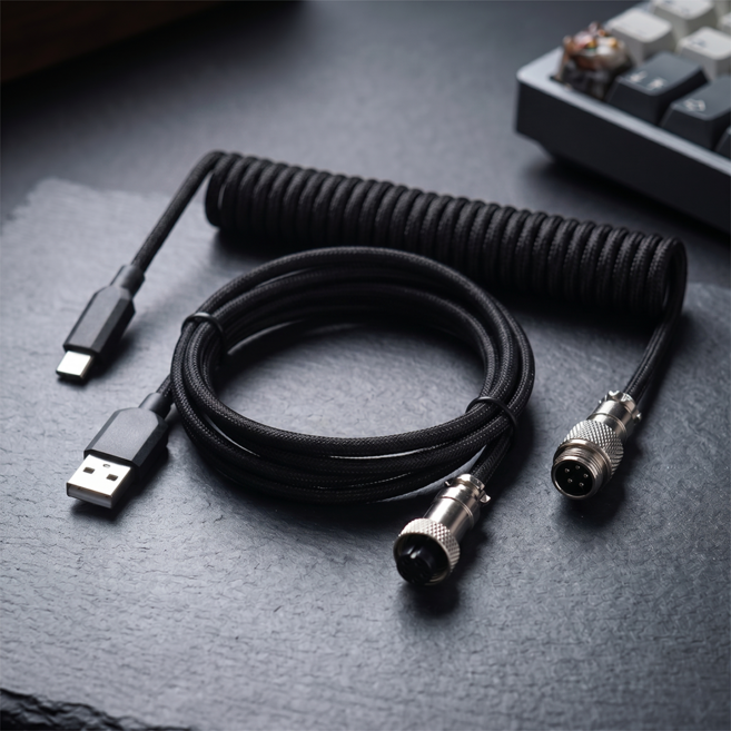 라나야 8K 폴링레이트 지원 기계식 키보드 항공 케이블 USB to C타입, 1개, 블랙, 3.5m
