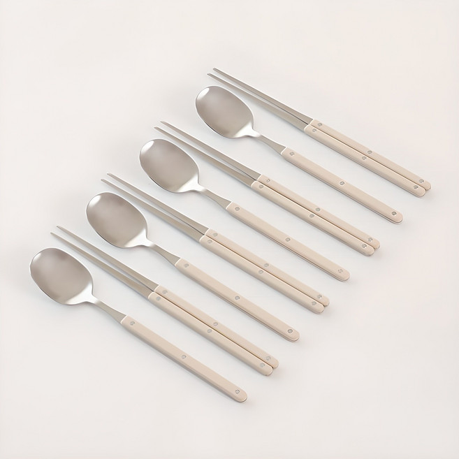 달팽이리빙 단아 수저 세트, 크림화이트, 숟가락 4p + 젓가락 4p, 1개