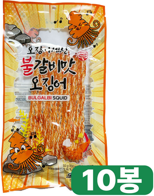 서울지앤비 오징어세상 불갈비맛 오징어, 32g, 10개