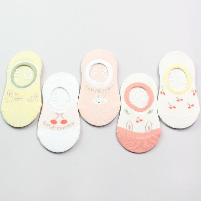 노디자인 C체리토끼 덧신 5켤레 유아양말 아기양말 남아양말 여아양말 봄 여름 메쉬 망사 덧신 페이크삭스 유아동 주니어 키즈 어린이 아동덧신 유아덧신 아기덧신 양말세트