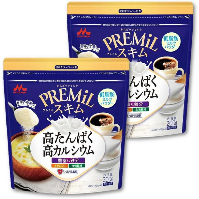 일본 모리나가 프리밀 스킴 분말 칼슘 우유 저지방 200g X 4개, 3박스