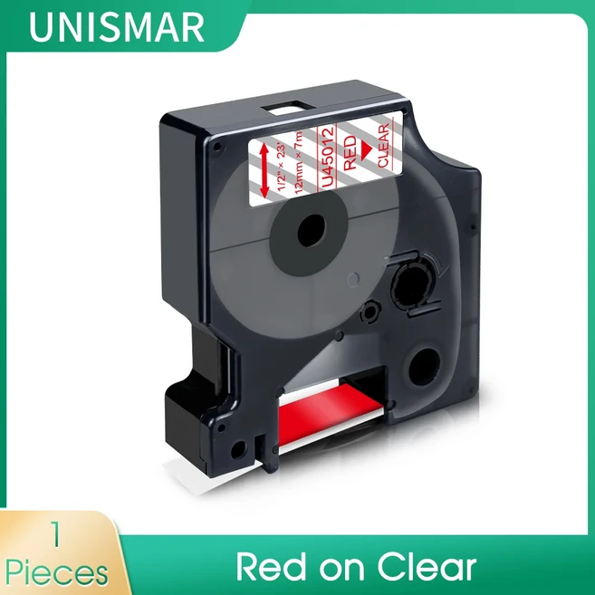 Dymo D1 테이프용 라벨 43613 40913 53713 매니저 160 280 메이커와 호환 6mm 12mm 24mm, 02 12mm, 02 Red on Clear