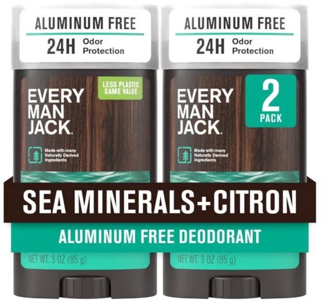 에브리 맨 잭 앰버 + 샌달우드 남성용 데오드란트 - 모든 피부 타입을 위한 알루미늄 프리 데오드란트로 신선함을 유지하세요 냄새 분쇄 오래 지속되며 천연 성분 포함 3온스(2, 1개, 85g - 쿠팡