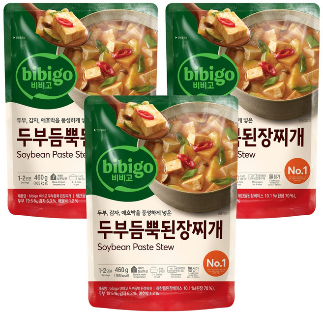 비비고 두부듬뿍 된장찌개, 460g, 3개