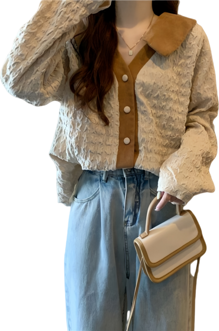 Makone 여성 봄 가을 빅사이즈 루즈핏 브이넥 블라우스 150kg 까지