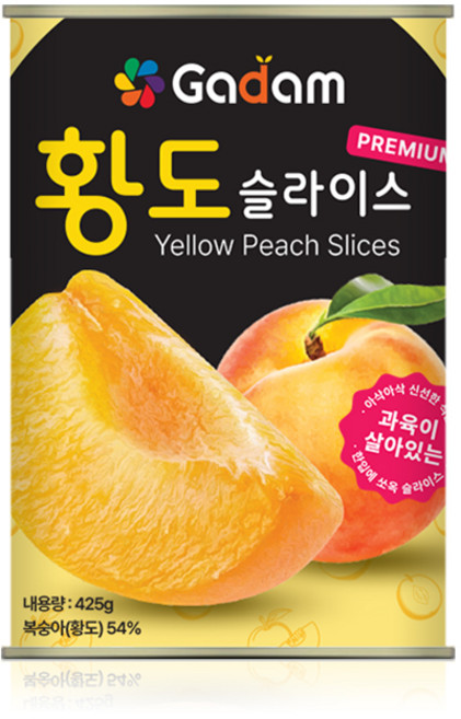 가담 황도 슬라이스 425g x10캔 / 복숭아 과일 통조림 안주 디저트, 10개