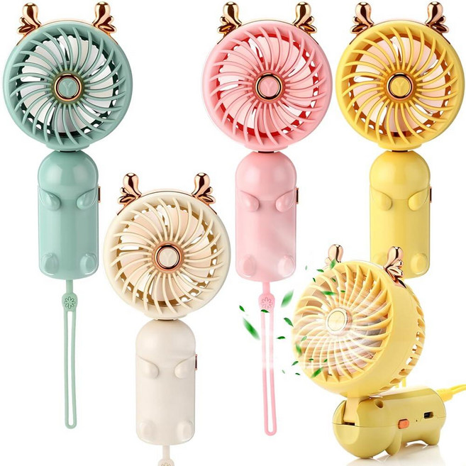 Glooglitter 4 Pcs Mini Handheld Fan Bulk USB Rechargeable Portable Personal Fan 3 Speed Wind 18, Glooglitter 4 Pcs Mini Handhel