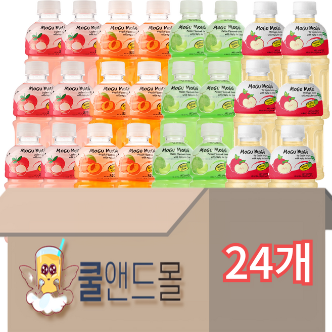 [쿨앤드몰] 모구모구 4가지맛 (리치+복숭아+멜론+사과), 24개, 320ml