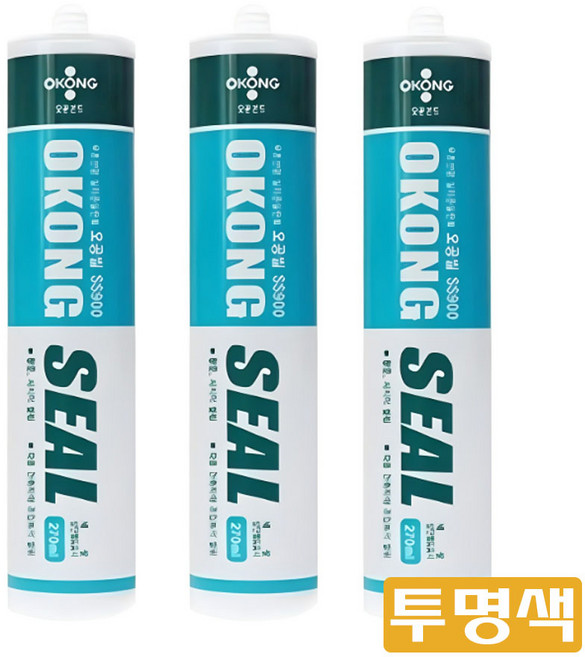 오공 실리콘 SS900 무초산형 창문 창틀 실리콘 실란트 투명, 3개
