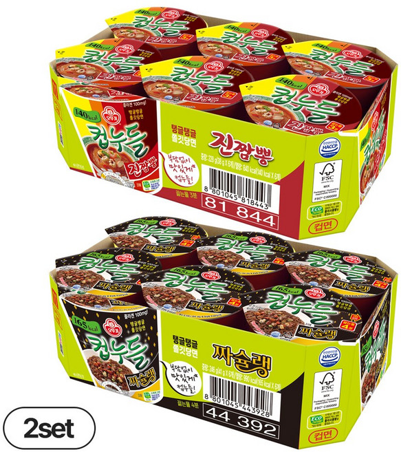 오뚜기 컵누들 진짬뽕 컵 38g+짜슐랭 컵 41g, 24개