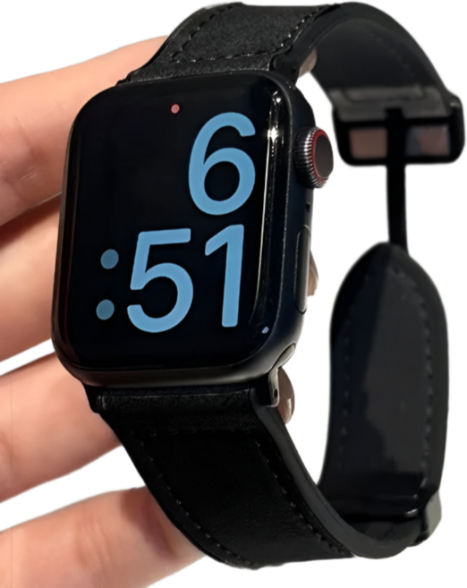 모드니쓰 애플워치 호환 가죽 마그네틱 스트랩, 블랙