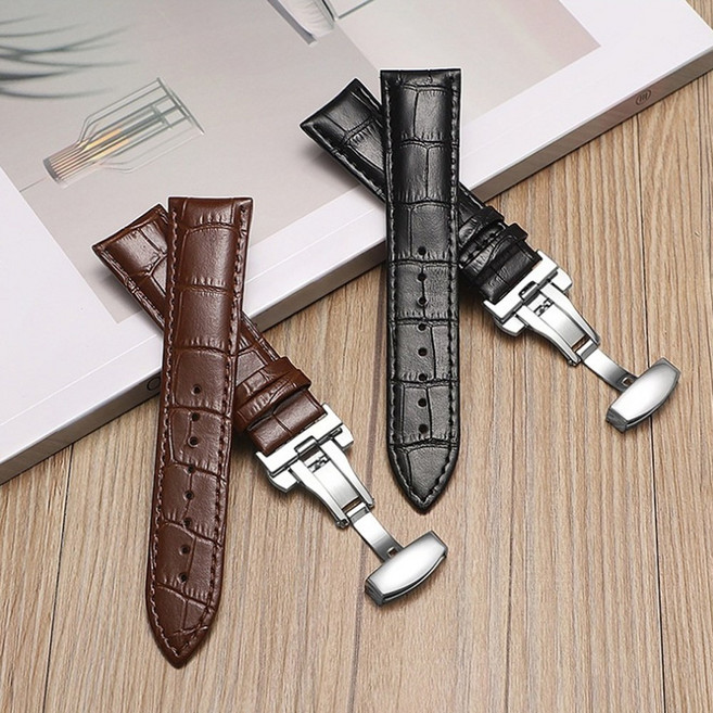 프리미엄 천연소가죽 디버클 시계줄 스트랩 세트 22mm