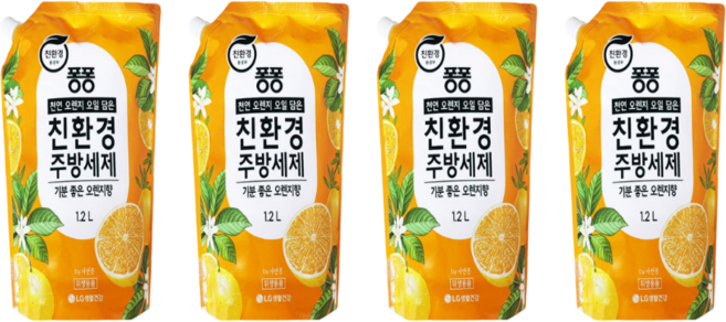 퐁퐁 친환경 주방세제 오렌지 1.2L 4개