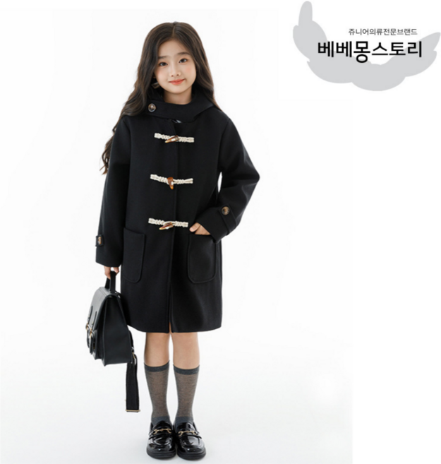 베베몽스토리 여아심플떡볶이코트(안감퀄팅)