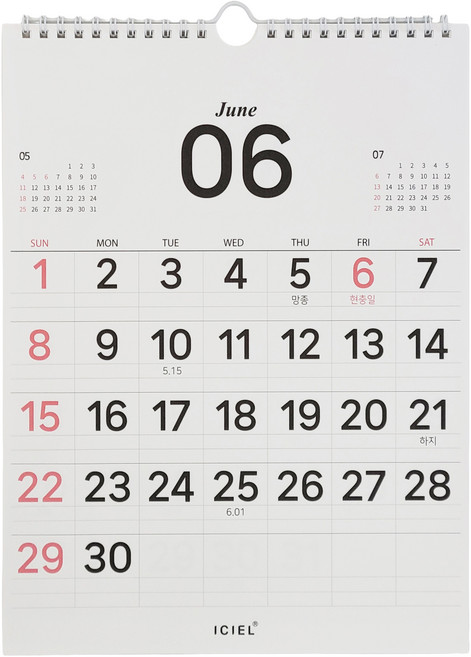 아이씨엘디자인 2026 벽걸이 스프링 캘린더, 혼합색상, 1개