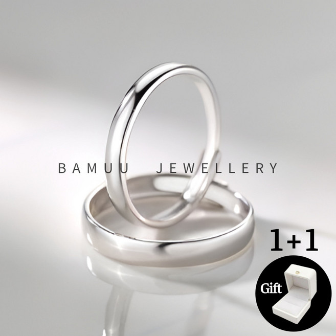 BAMUU 1+1 플레인 심플 남여 커플링 은반지 커플링 발렌타인데이 화이트데이 선물