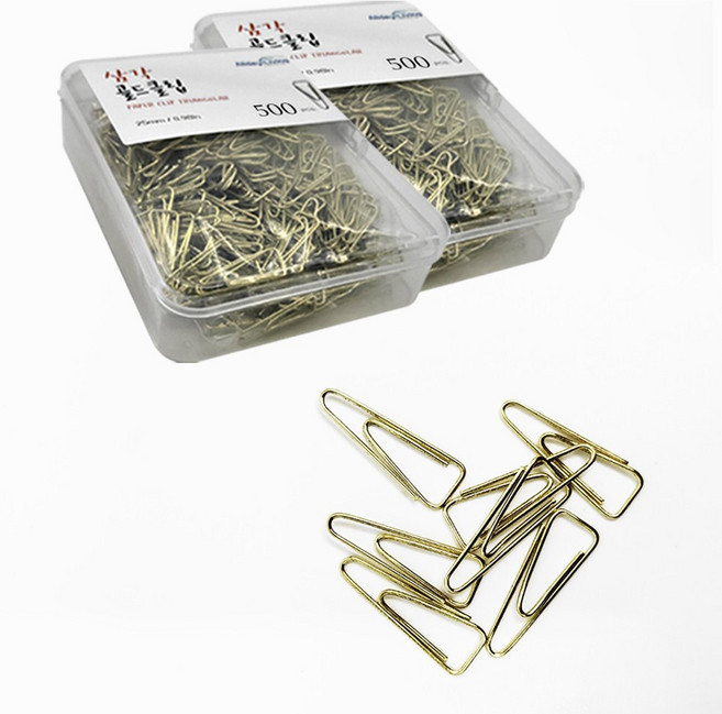 올데이리빙 스틸 삼각 컬러 골드클립, 500개, 2개