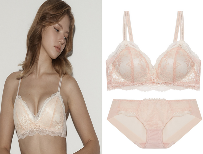 에블린 [세트] 투톤 브라렛+헴팬티 (크림베이지) LIGHT BEIGE EBBRFA116H